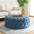 thumbnail image 3 of SAFAVIEH Charlene Modern Glam Solid Tufted Cocktail Ottoman, Navy, 3 of 9