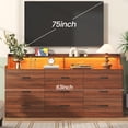 thumbnail image 4 of VVFLU Modern Dresser for Bedroom with LED Light, 9 Drawer Brown Dresser with Charging, Wooden Chest of Drawers, Large TV Stand for Bedroom, 4 of 10