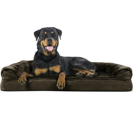 FurHaven Pet Dog Bed | Orthopedic Ultra Plush Sofa-Style Couch Pet Bed for Dogs & Cats, Espresso,