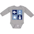 thumbnail image 3 of Inktastic Maritime Ship Fish Anchor Starfish Stamp Boys or Girls Long Sleeve Baby Bodysuit, 3 of 5