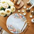 thumbnail image 2 of Blue Coastal Round 15 Inch Placemats Set of 2, Summer Beach Starfish Shell Coral HeatResistant Non Slip Place Mats for Dining Table, Wipeable Braided Kitchen Table Mats for Housewarming, 2 of 9