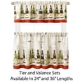 thumbnail image 3 of Newbridge Wine Merchant Tier Curtain and Valance Set, Wine Bottles, Corkscrews Print Tier Set, 36” Long Tier Pair and Valance - 60" x 36" (Set of 2 Tiers & Valance), Beige with Red Border, 3 of 4