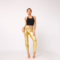 thumbnail image 5 of Women's High Waist PU Leather Leggings, Shiny Metallic Liquid Look, Stretchy Faux Leather Tights for Party, Night Out, Club Wear, and Edgy Fashion-Gold, 5 of 5