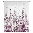 thumbnail image 2 of Red Botanical Sheer Curtains 45 Inches Long, Dragonfly Flower Leaf Retro Chinese Light Filering Curtains, Breathable Simi Curtain Privacy Drapes for Kitchen Bathroom Small Window Treatment, 2 of 9