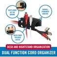 thumbnail image 2 of VELCRO Brand Cord Organizer for Desk Cable Management, Nightstand Organization, Unique Dual Function Holds Wires for Easy Access, Route to Hide, Small 2pk Black, 2 of 5
