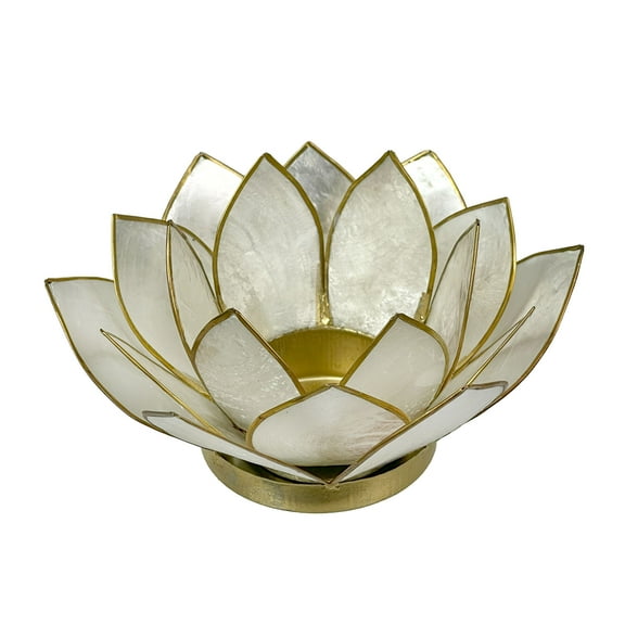 Things2Die4 White Capiz Shell Lotus Flower Small Tealight Candle Holder
