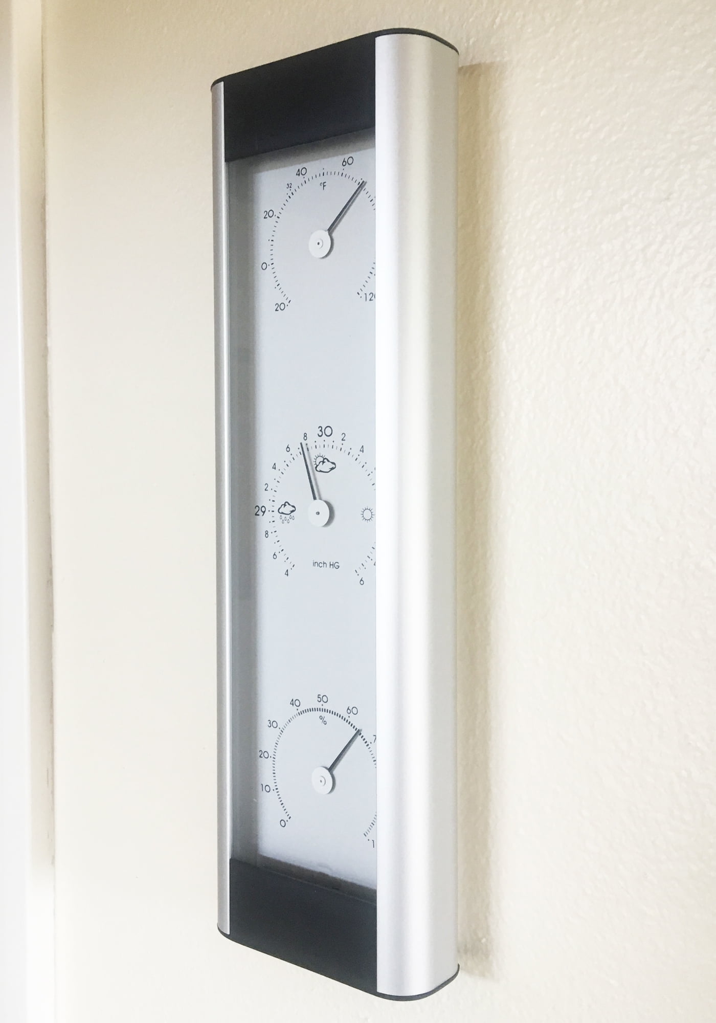 Hokco Weather Station Barometer Thermometer Hygrometer Aluminum Silver