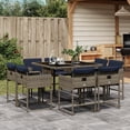 thumbnail image 1 of vidaXL 9 Piece Garden Dining Set with Cushions Grey Poly Rattan, 1 of 5