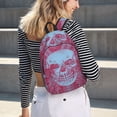 thumbnail image 7 of XMXT Backpack for School Work, Vintage Aged Floral Skull Pattern Canvas Bookbag Travel Bag for Women Men, s Pink, 7 of 7