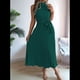 thumbnail image 4 of Vestido de Cóctel Midi Plisado con Cuello Halter, Sin Mangas y Corte en A para Mujer, para Playa y Sol (Verano 2025) Verde L, 4 of 10