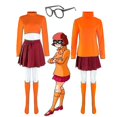 thumbnail image 1 of Disfraz de Anime Velma, disfraz de personaje de película, uniforme naranja, disfraz de Halloween para mujeres y niñas, disfraz de Cosplay, peluca-AM, 1 of 1