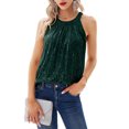 thumbnail image 2 of Inevnen Sequin Sparkle Halter Tops for Women Sleeveless Keyhole Knot Vest Shirt Cocktail Party Club Tank, 2 of 5