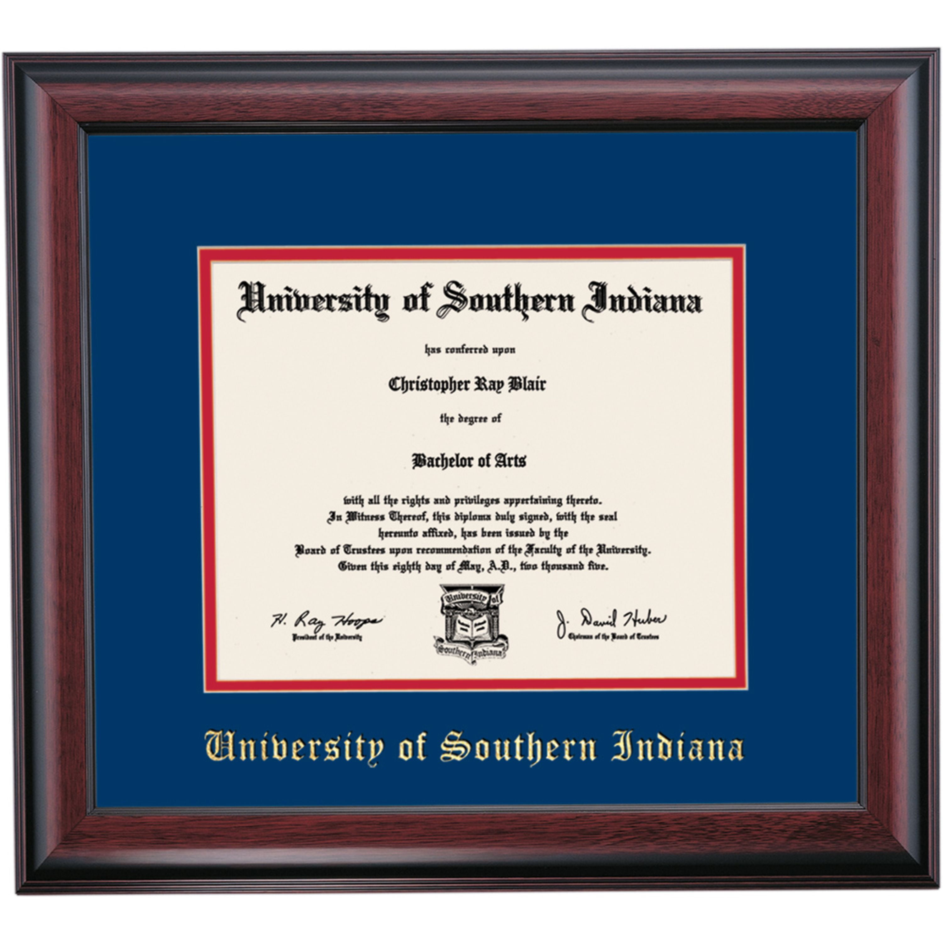 OCM Diploma Frame for University of Southern Indiana, 17" x 19