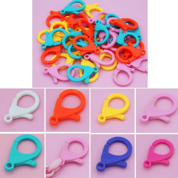 Ganchos de langosta 100 piezas de plástico broche de garra de langosta multicolor broche de langosta de plástico duro ganchos de Clips ganchos de cordón - Negro