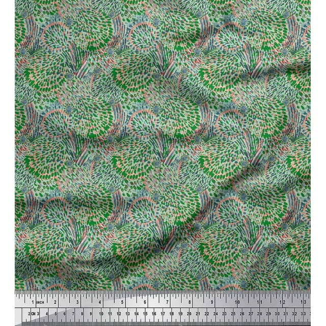 Soimoi Polyester Crepe Fabric Brush Stroke Abstract Printed Fabric 1 Yard 42 Inch Wide