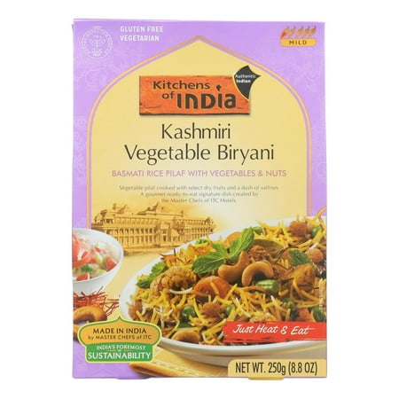 The Nut Of India Kitchens of India Kashmiri Vegetable Biryani Basmati Rice Pilaf With Vegetables & Nuts, 8.8 Oz, Pack of 6 ()