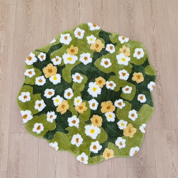 LAKEA Big Daisy Carpet Soft Tufted Rug for Bathroom Non-slip Absorb Water Plush Handmade floormat Bedroom Kitchen Toilet Carpet