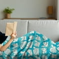 thumbnail image 3 of Snail Soft Flannel Fleece Blanket, Cartoon Silhouette Snail Pattern on Background with Floral Leaves Print, Cozy Plush for Indoor and Outdoor Use, 50" x 70", White Blue and Turquoise, by Ambesonne, 3 of 5