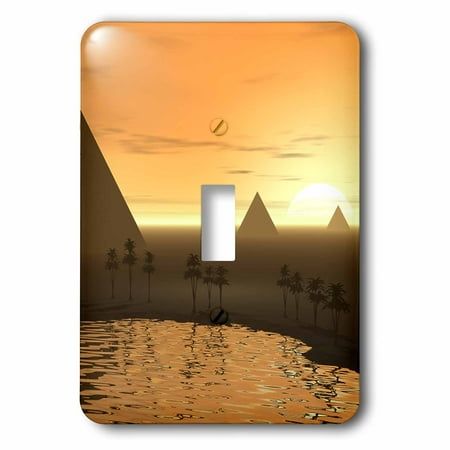 Pyramide Single - 3dRose The Giza Necropolis sun rises over the desert sands near Egyptian pyramids at Giza - Single Toggle Switch (lsp_19938_1)
