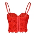 thumbnail image 2 of ELLACCI Women's Floral Lace Bustier Crop Top Gothic Corset Bra Tops Red X-Small, 2 of 9