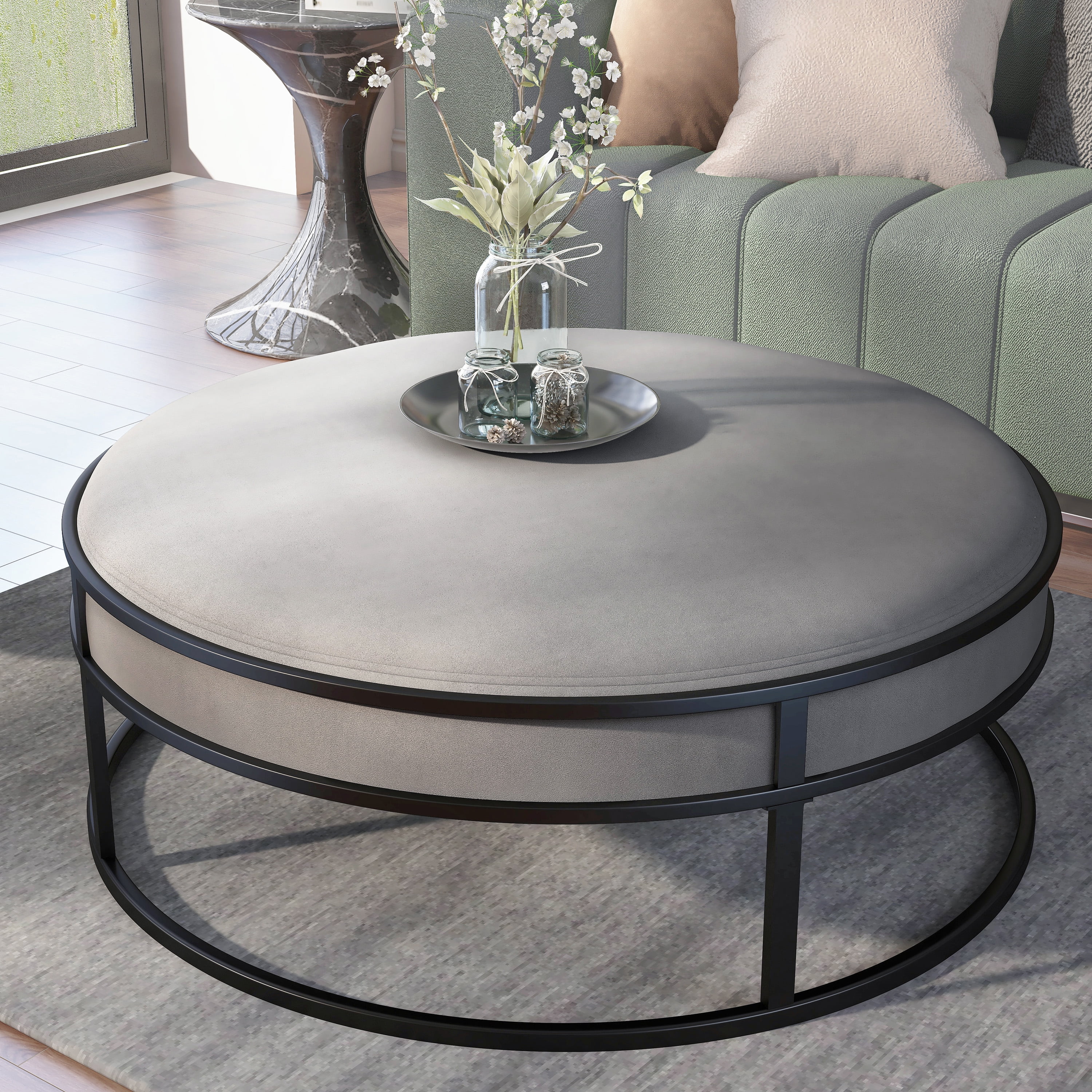 Furniture of America Alto Upholstered Cocktail Ottoman, Gray