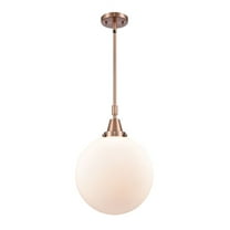 447-1S-AC-G201-12-Innovations Lighting-Beacon - 1 Light Stem Hung Mini Pendant-16.13 Inch Tall and 12 Inch Wide-Antique Copper Finish-Matte White