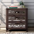 thumbnail image 6 of Storage Cabinet with 3 Drawers and Decorative Mirror, 28" Accent Assembled Sofa Console End Table for Entryway Dining Room Living Room, Solid Wood Frame and Legs with MDF Panels(Espresso), 6 of 7