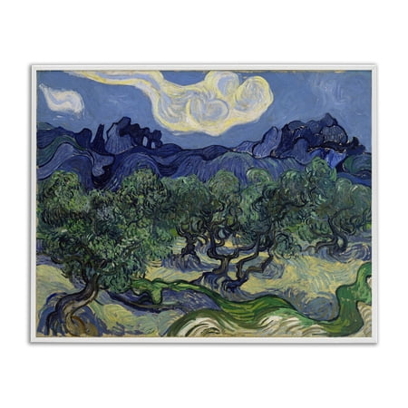 Stupell Industries Van Gogh Olive Trees Landscape Landscape & Nature Painting White Framed Art Print Wall Art  14 x 11
