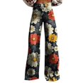 thumbnail image 2 of Women's Casual Pants 2025 New Summer Flower Wide Leg Pants Lightweight And Loose Casual Colorful Pants Imitation Jeans,Black Women's Casual Pants XXXXL, 2 of 4