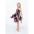 thumbnail image 3 of Girl Gypsy Uneven Bottom Hawaiian Luau Dress in Pink Black Hibiscus Vine Size 12, 3 of 5