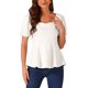 thumbnail image 1 of INSPIRAR CHIC Blusa Elegante de Manga Abullonada con Volantes y Escote Corazón para Mujeres XS Blanca, 1 of 5