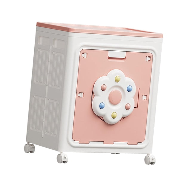 Caja de almacenamiento móvil para ropa con ruedas, almacenamiento de libros, organizador multiusos, diseño a prueba de polvo, construcción estable, ad Rosa