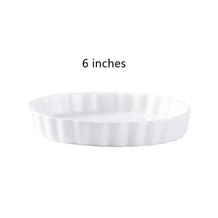 

Homeex Striped Fruit Salad Plate Cake Bread Pudding Oven Bakeware White 6inches