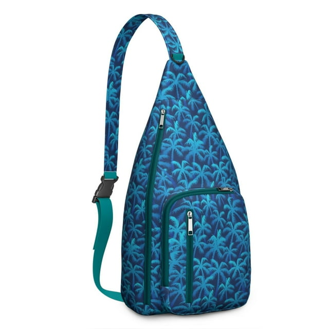 Palm Tree Paradise Sling Backpack - Vibrant Hawaiian Island Print, Fashionable Multi-Functional Daypack