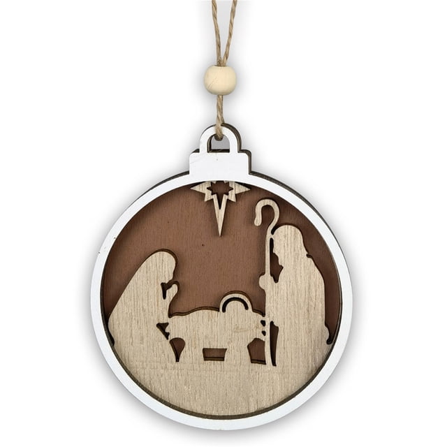 Xihbxyly Colgante para Árbol de Navidad, Decoración de Madera con Escena de Reno, Tallado Ecológico, Adornos Vintage para Árbol de Navidad, Decoración Navideña, Ideal para Árboles, Coronas, Oficinas