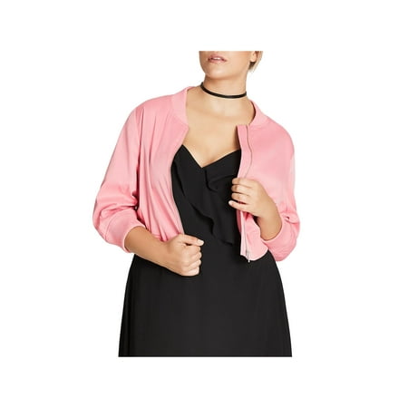 - City Chic Womens Plus Crop 3/4 Sleeves Bomber Jacket