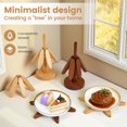 thumbnail image 2 of YUEXINKJWooden Trivets for Hot Dishes Tree Shape Set of 4 Walnut Wood Plus 1 Storage Holder Multi-Functional Decorative Heat Resistant Mats Pots Bowls Teapots Pans Handcrafted Non-Slip Design C104, 2 of 3