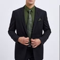 thumbnail image 4 of HISDERN Mens Long Sleeve Dress Shirt with Matching Tie and Handkerchief Set Formal Green Button Down, 4 of 9