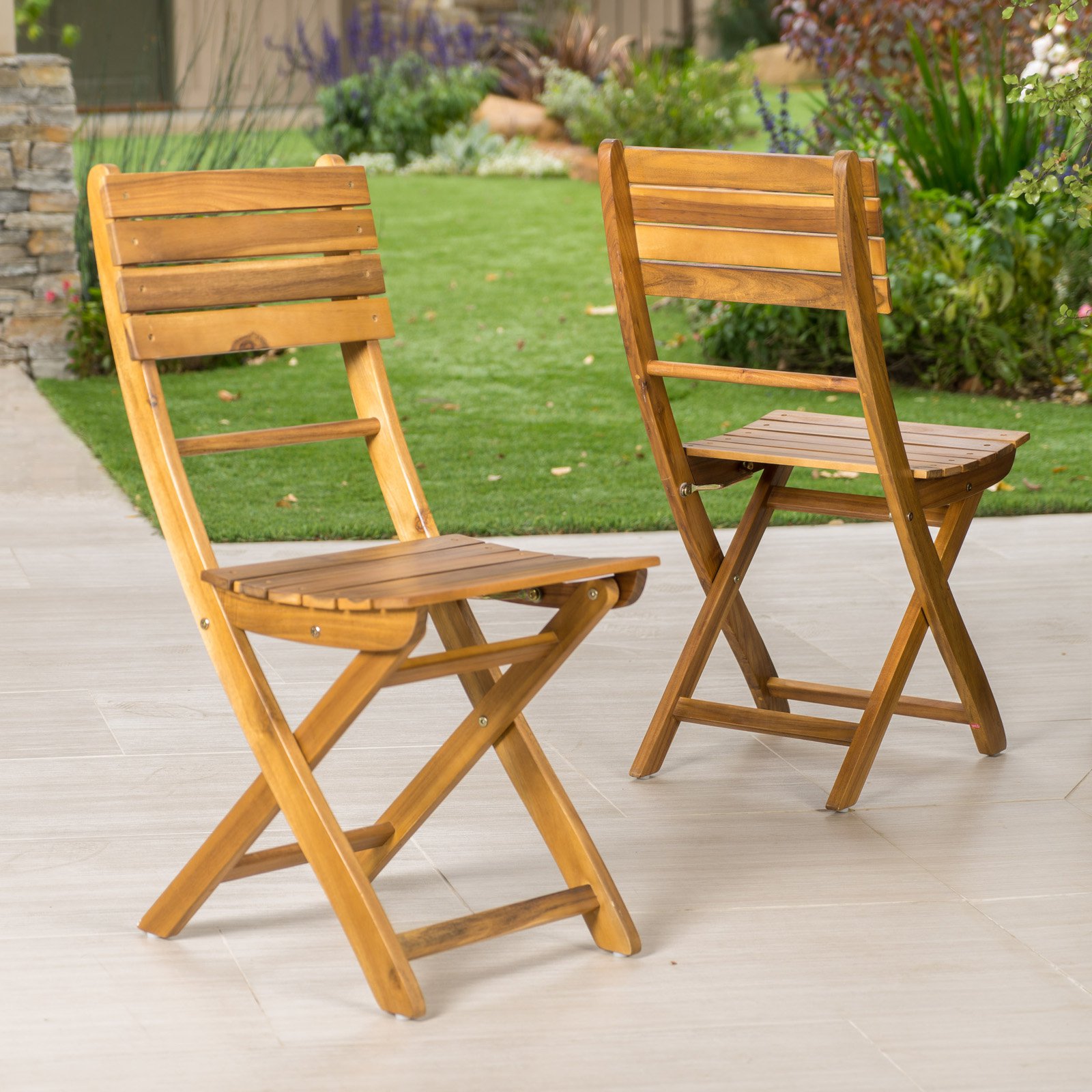 Pablo Acacia Wood Foldable Patio Dining Chairs - image 2 of 11