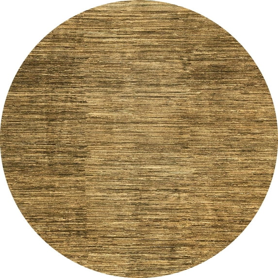 Ahgly Company Indoor Round Abstract Yellow Abstract Area Rugs, 4' Round