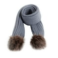 thumbnail image 2 of Elainilye Fashion Kids Winter Scarf Warm Knitted Raccoon Dog Ball Double Ball Baby Scarf Neck Warmer Winter Ski Scarf for Kids Girls Boys,Gray, 2 of 2