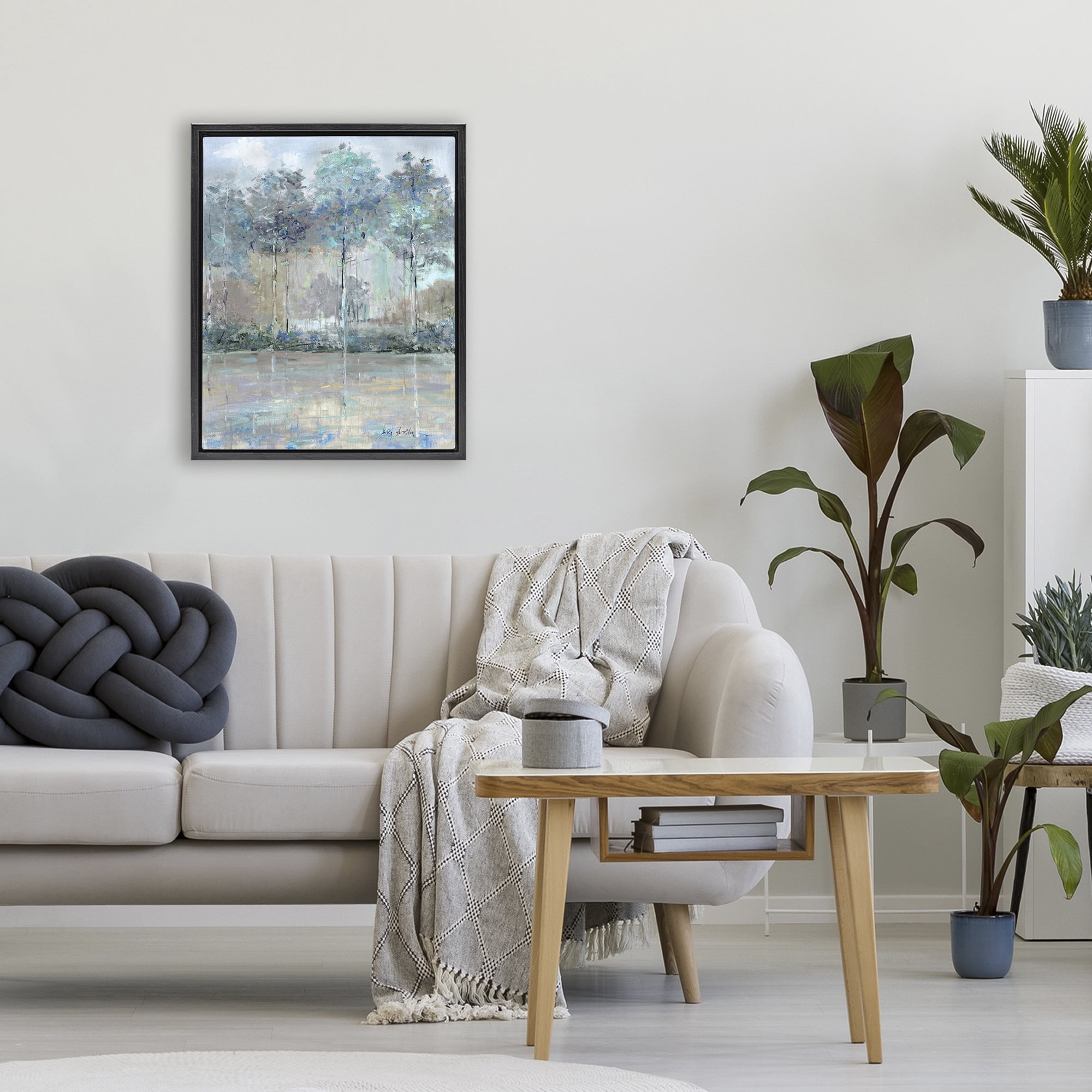 Stupell Industries Subdued Expression of Trees Black Framed Floater Canvas Wall Art, design by Sally Swatland