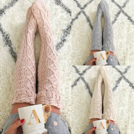 Womens Winter Cable Knit Over Knee Long Boot Thigh-High Warm Socks