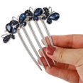 thumbnail image 5 of Unique Bargains Women Rhinestone Inlaid Hair Comb, Hair Accessory, Rhinestone Butterfly Head Pieces Navy Blue, 5 of 7