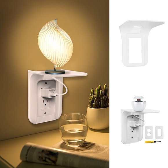 Noehoiugi Outlet Shelf Wall Holder, Bathroom Shelf Standard Vertical Duplex Wall Organizer For Smart Home Decor Space Saving Power Tools, Toothbrush, 1 Pack, White