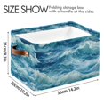 thumbnail image 4 of Yayeee Canvas Storage Basket with Handles for Shelves Fabric Bins Closet Organizer, Green Watercolor Ocean Waves, 4 of 8