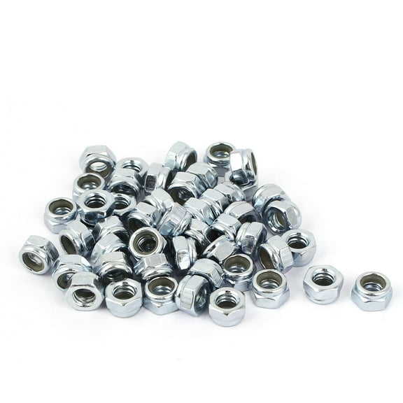Unique Bargains 3/16"-24 Zinc Plated Self-Locking Nylon Insert Hex Lock Nut 50Pcs