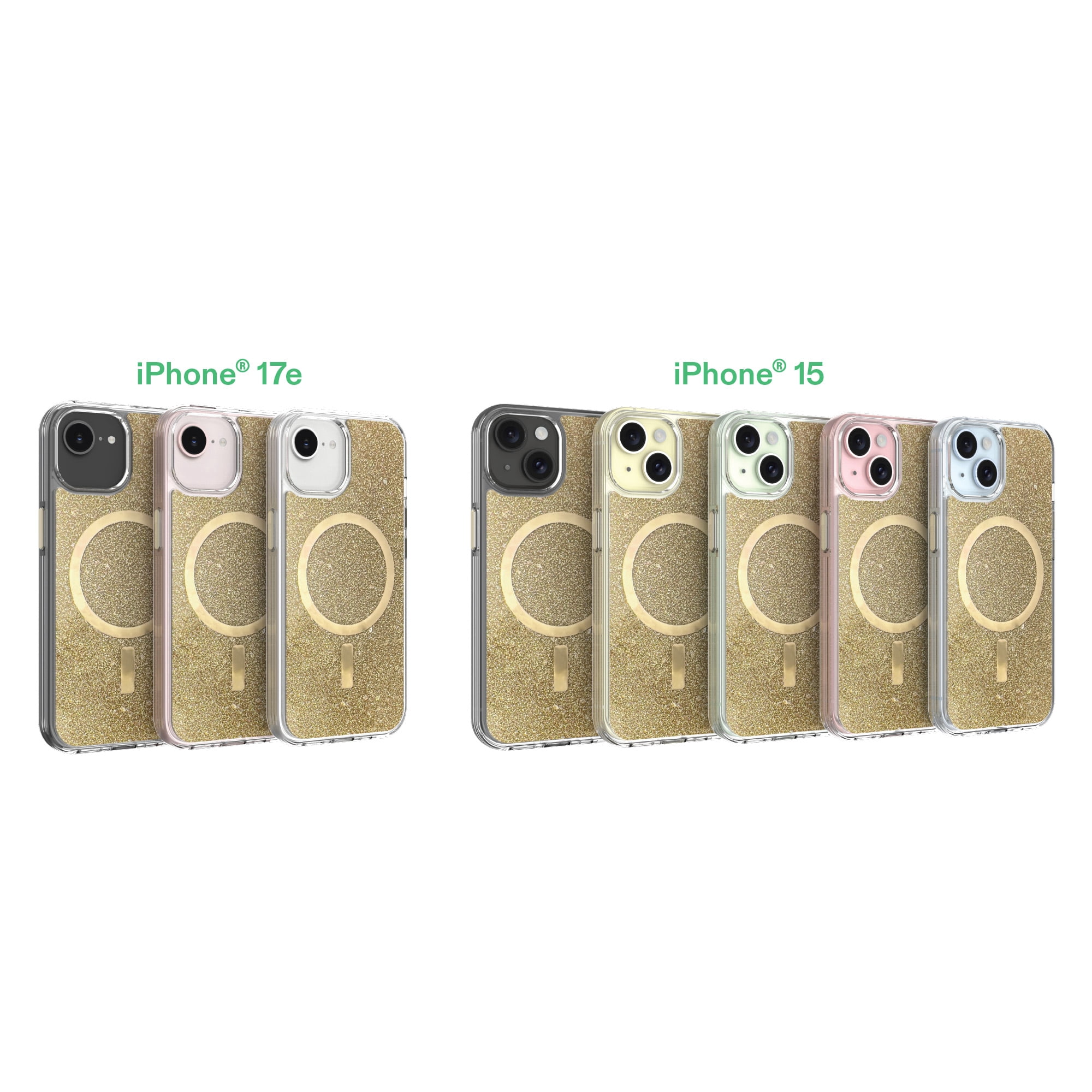 onn Phone Case for iPhone 17e / 16e / 15 / 14 / 13, MagSafe Compatible - Gold Glitter Fleck