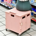 thumbnail image 1 of Collapsible Utility Cart, Folding Handcart for Shopping, Moving, Telescopic Handle & Swivel Casters, PP Strong, Lid Storage, Portable Design, 1 of 7