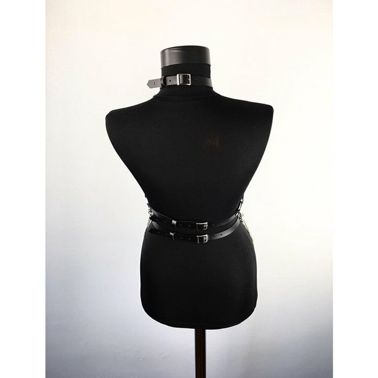 Womens Punk Faux Leather Waist Belt Halter Neck Body Chest  display picture 3